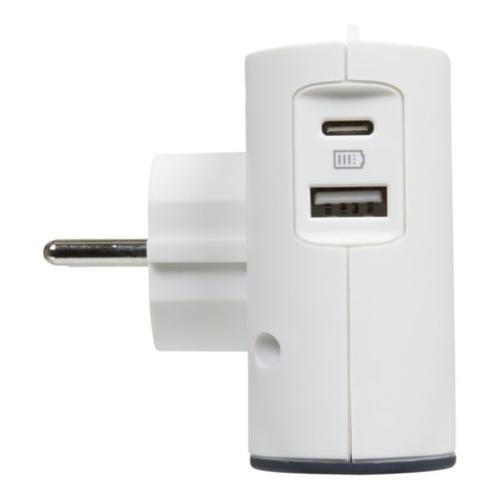 Блок кутовий 2х2К бокові розетки 6А з USB A+C